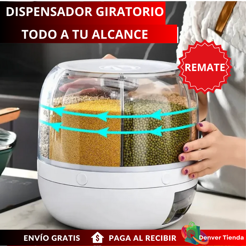 DISPENSADOR ORGANIZADOR GIRATORIO DE GRANOS Y ARROZ