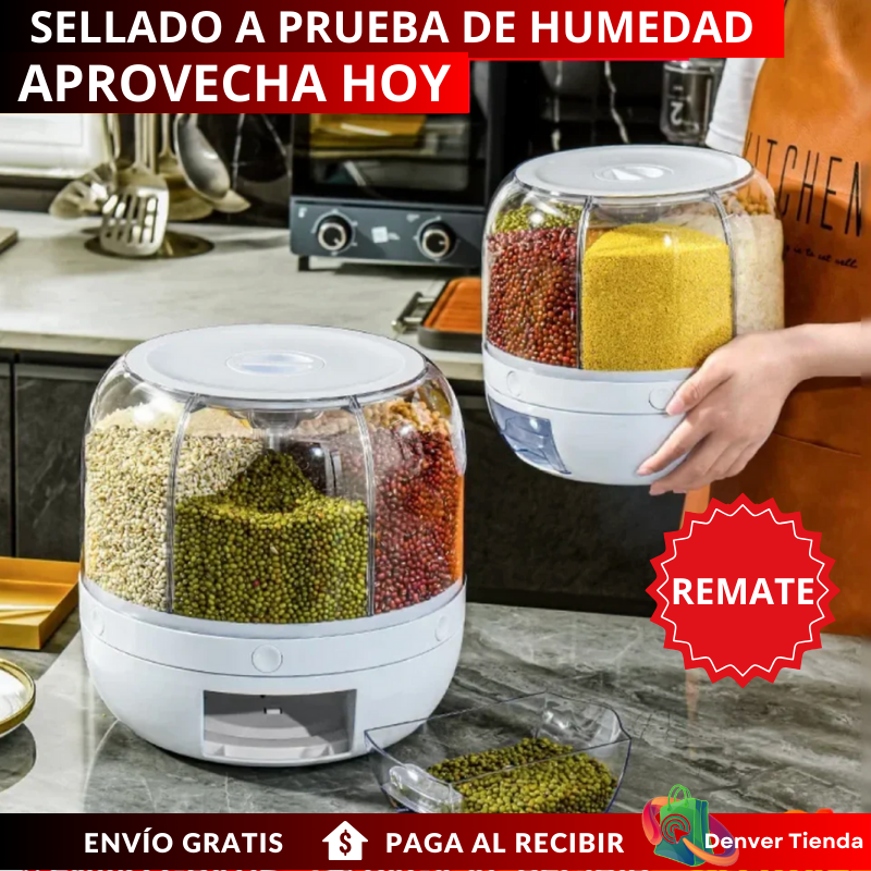 DISPENSADOR ORGANIZADOR GIRATORIO DE GRANOS Y ARROZ