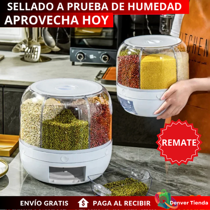 DISPENSADOR ORGANIZADOR GIRATORIO DE GRANOS Y ARROZ